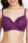 Rosaline Padded Non Wired 3/4th Coverage Lace Bra - Grape Juice — thumbnail 4